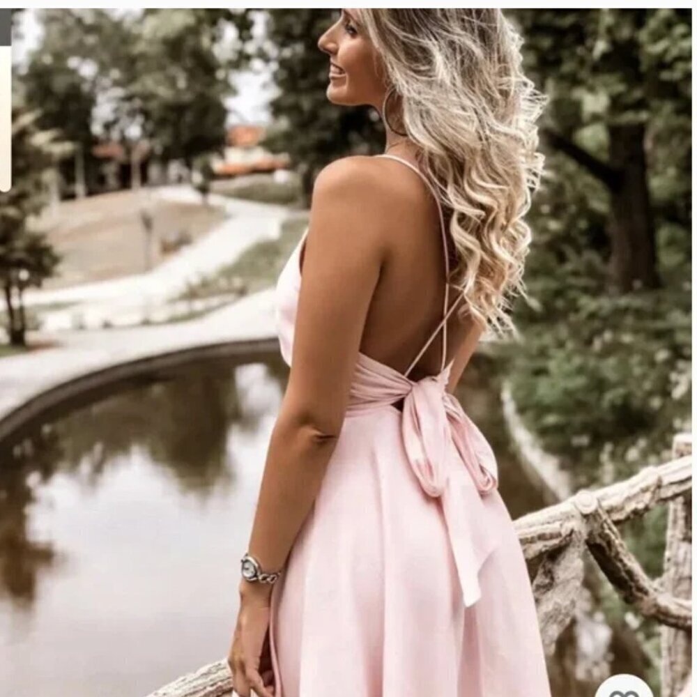 ZARA Pink Backless Summer Dress Size Medium NEW WITH TAG! - Picture 3 of 9